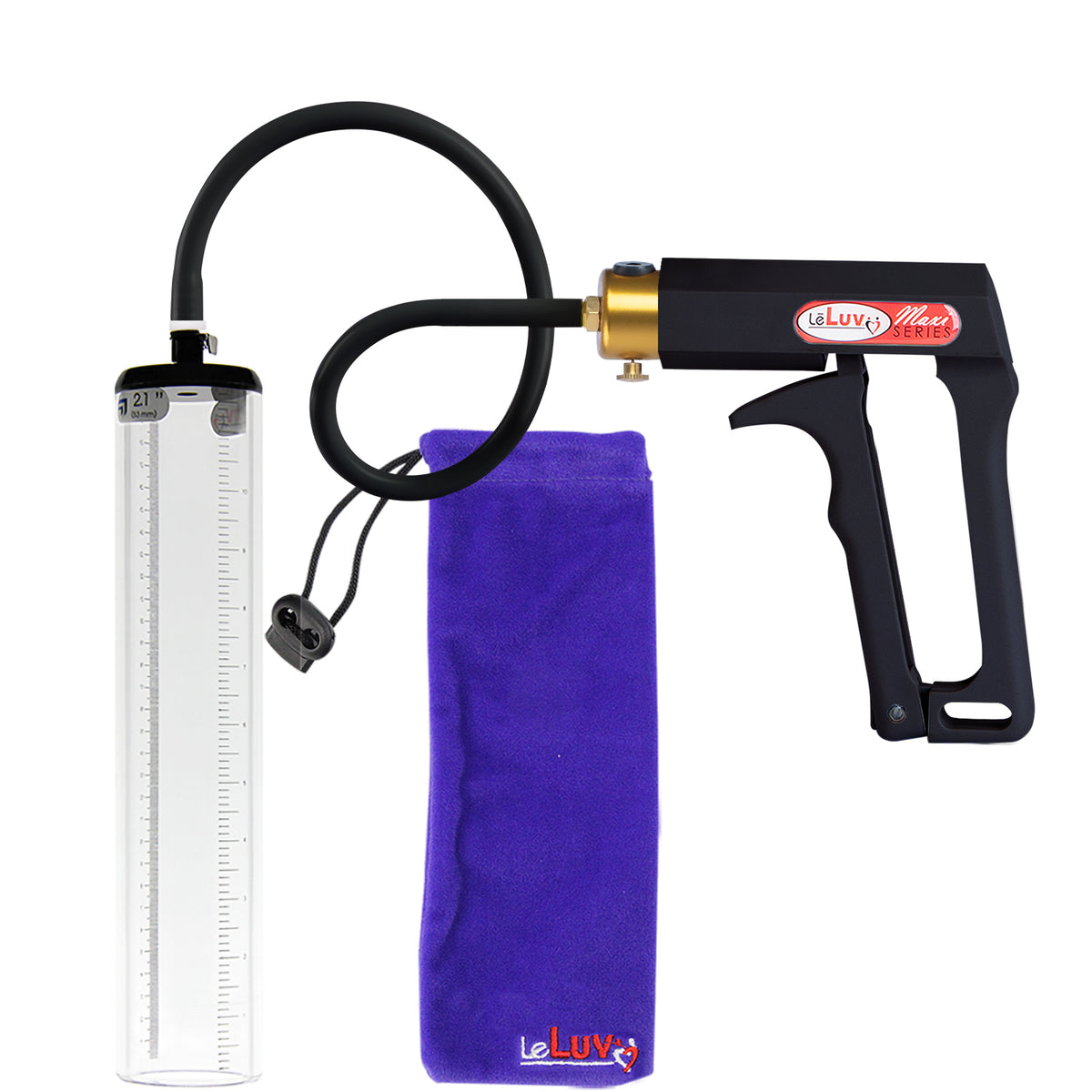 Maxi Black Handle Silicone Hose | Penis Pump - 12" x 2.1" Thick-Walled Cylinder
