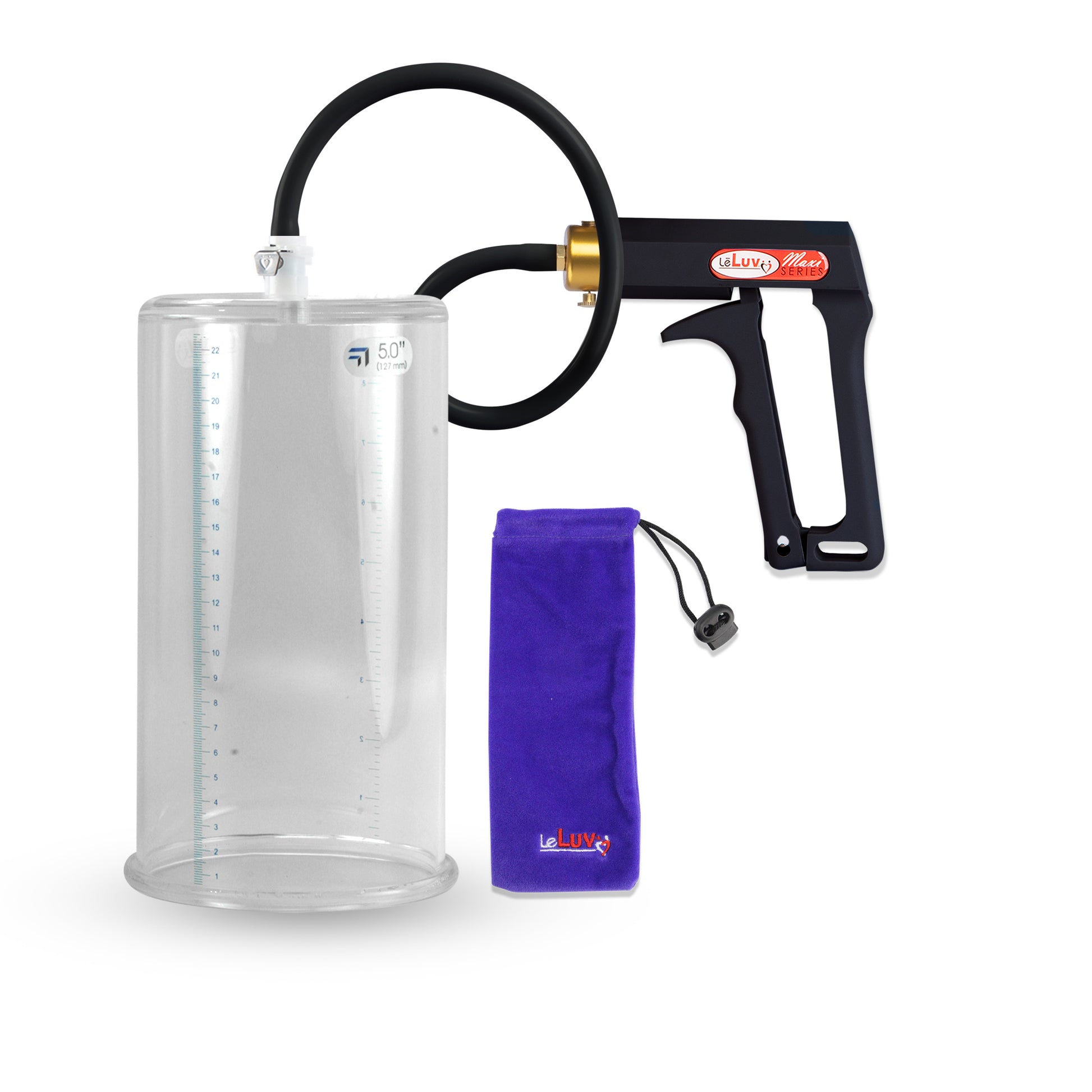 Maxi Black Handle Silicone Hose | Penis Pump | 9" x 5.00" Cylinder