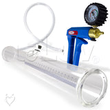 Buddy Penis Pump MAXI Blue +Protected Gauge | 16" Length x 2.0" Dia. Double-Ended Cylinder