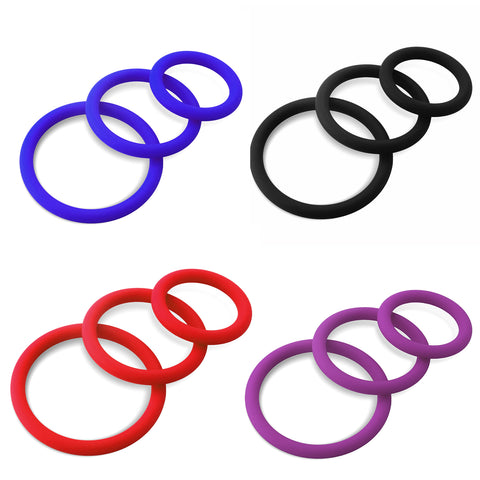 Thin Round Smooth Cock Ring 3-Pack 32mm (1.2"), 40mm (1.6") and 50mm (1.9")