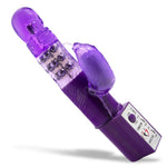 LeLuv Crazy Quiet 9.5" Rabbit Vibrator Rotating Dildo Massager Sensitivity Pearls Purple