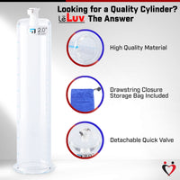 Replacement Penis Pump Cylinder with Round Flange | 9" or 12" Length, 1.35"-5.0" Diameter 