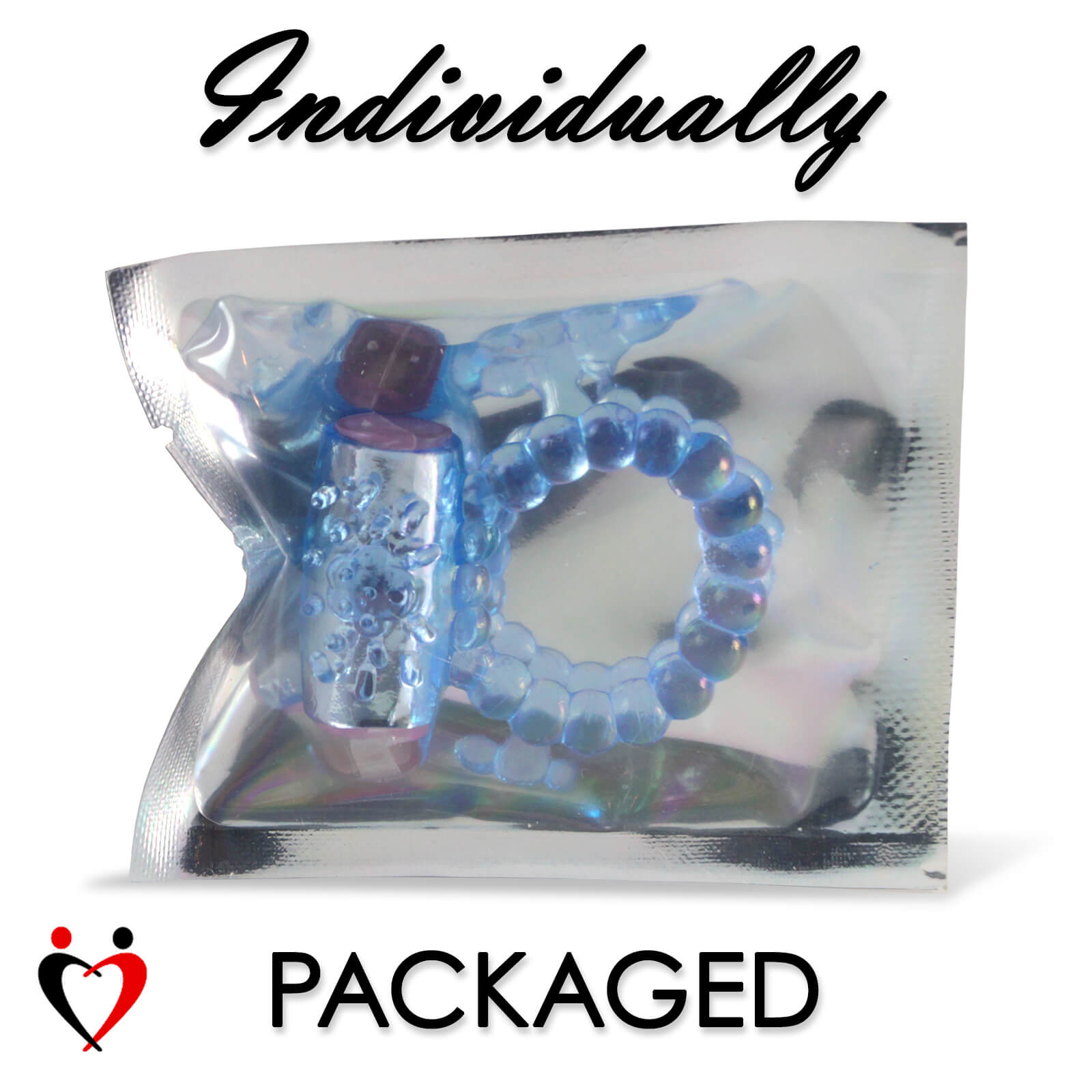  LeLuv Vibrating Cock Ring with Clitoris Tickler - Individually Packaged and Disposable Novelty