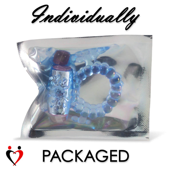  LeLuv Vibrating Cock Ring with Clitoris Tickler - Individually Packaged and Disposable Novelty