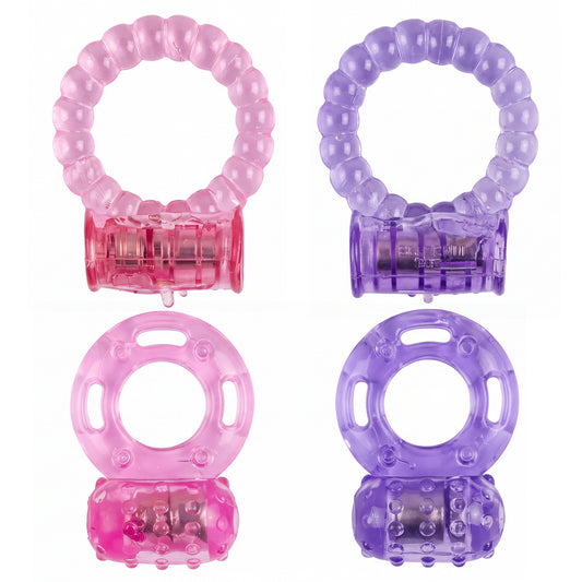 LeLuv Vibrating Cock Ring with Clitoris Tickler - Individually Packaged and Disposable Novelty
