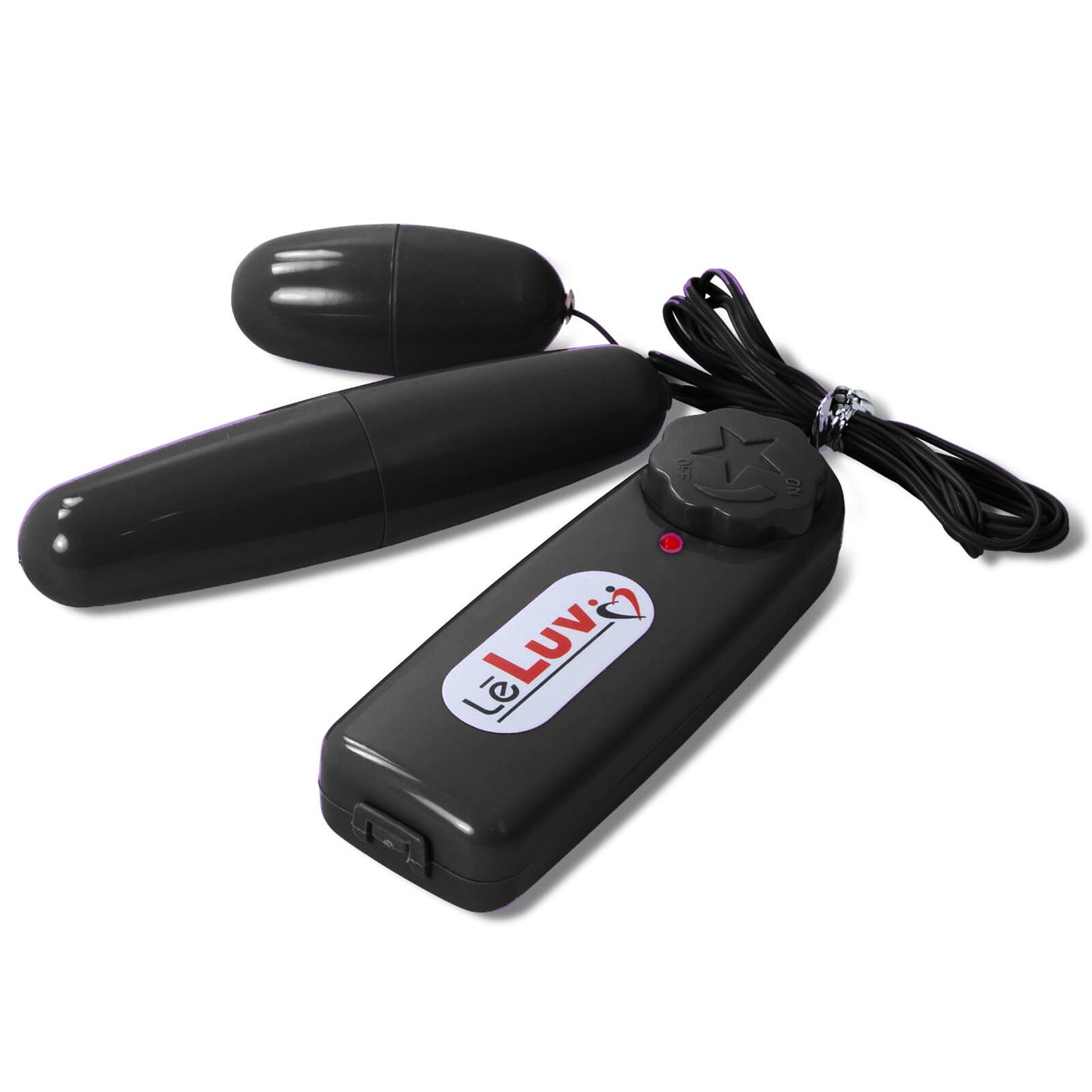 LeLuv Classic Vibrating Dual Bullets - Multispeed Dial Controller Wired Egg/Bullet Small and Large Combo in Vibrant Colors
