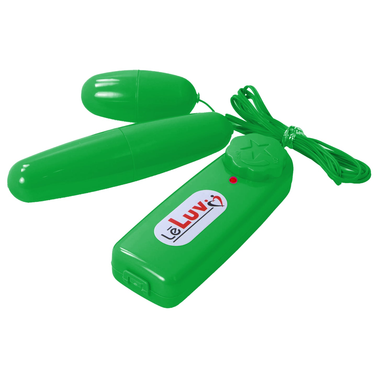 LeLuv Classic Vibrating Dual Bullets - Multispeed Dial Controller Wired Egg/Bullet Small and Large Combo in Vibrant Colors