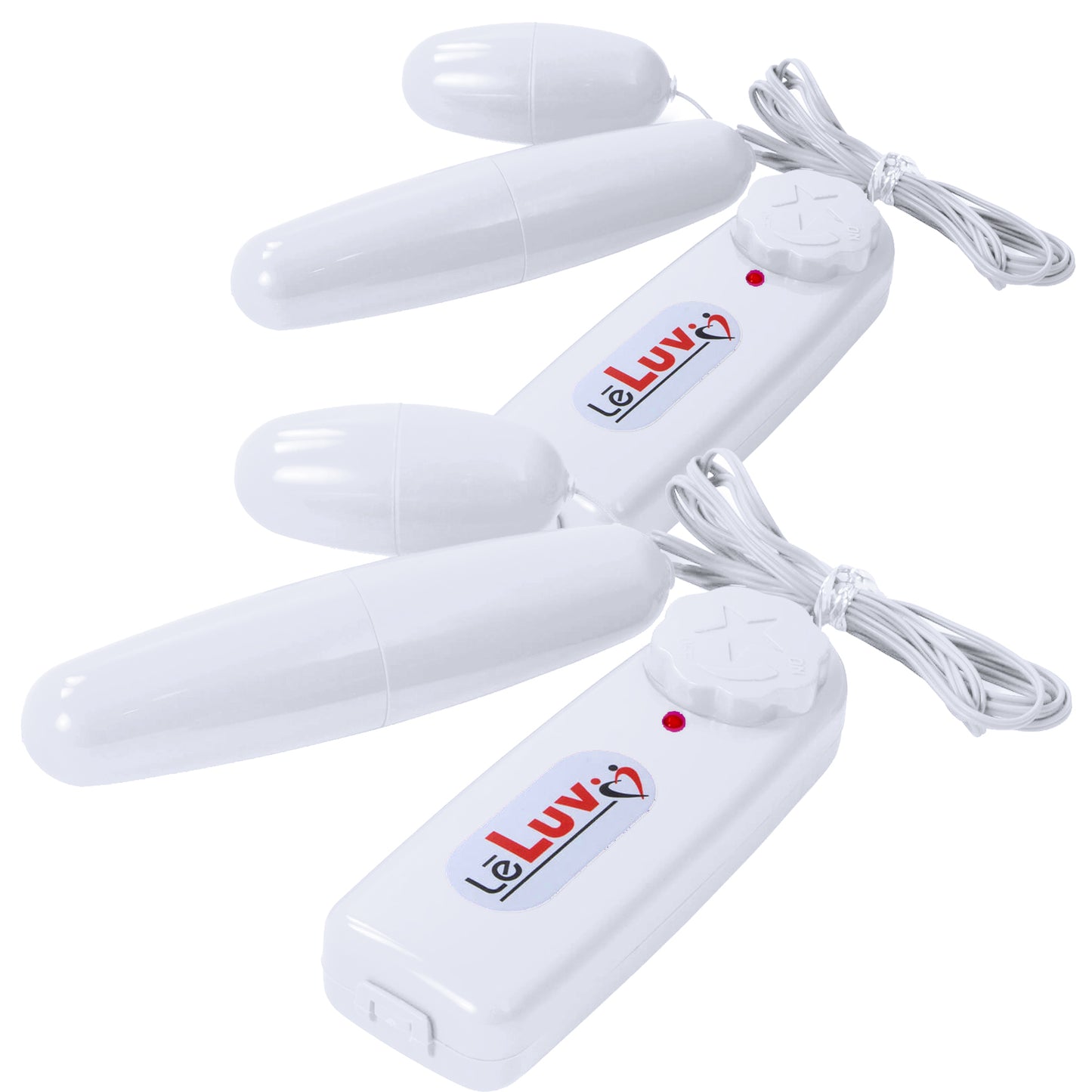 LeLuv Classic Vibrating Dual Bullets - Multispeed Dial Controller Wired Egg/Bullet Small and Large Combo in Vibrant Colors
