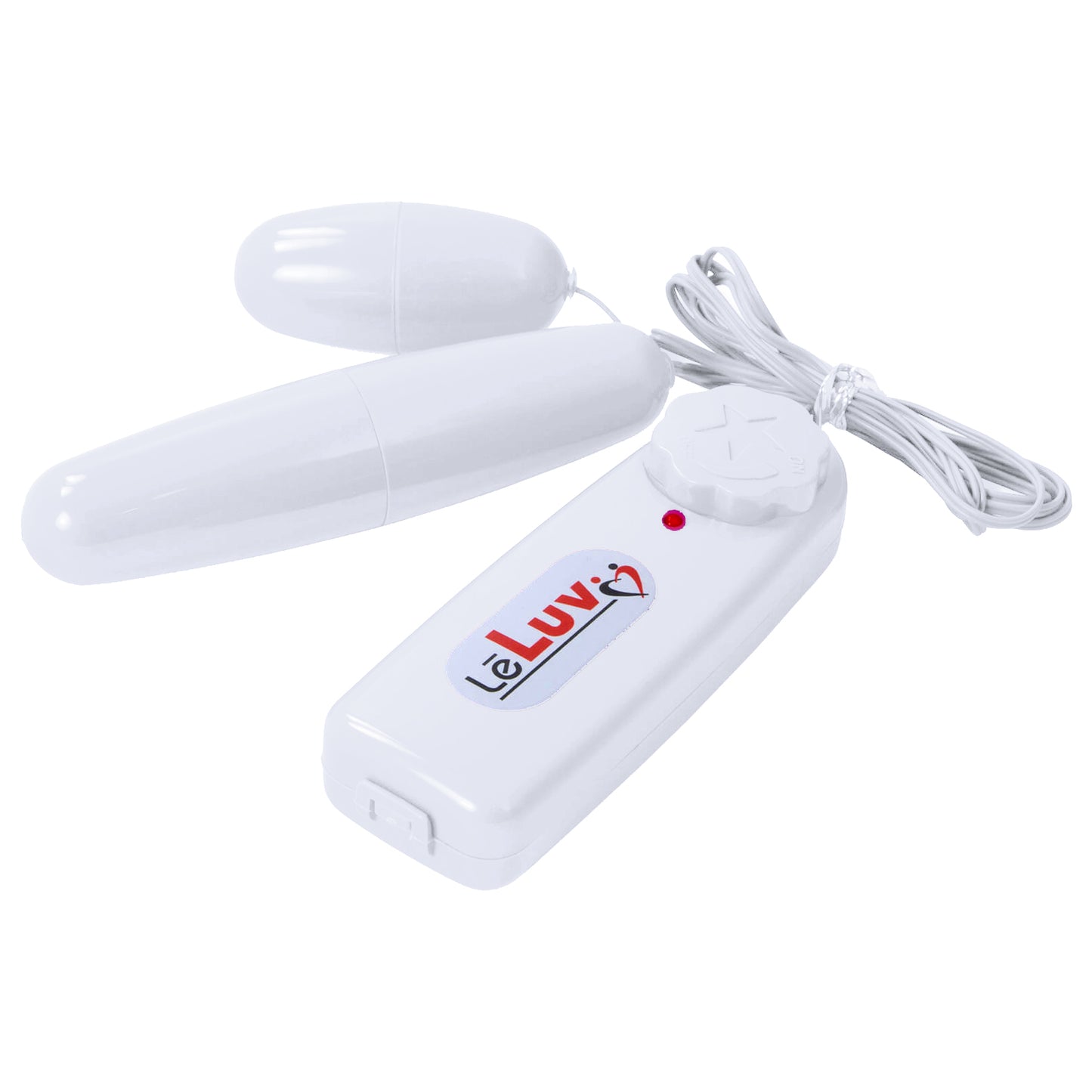LeLuv Classic Vibrating Dual Bullets - Multispeed Dial Controller Wired Egg/Bullet Small and Large Combo in Vibrant Colors