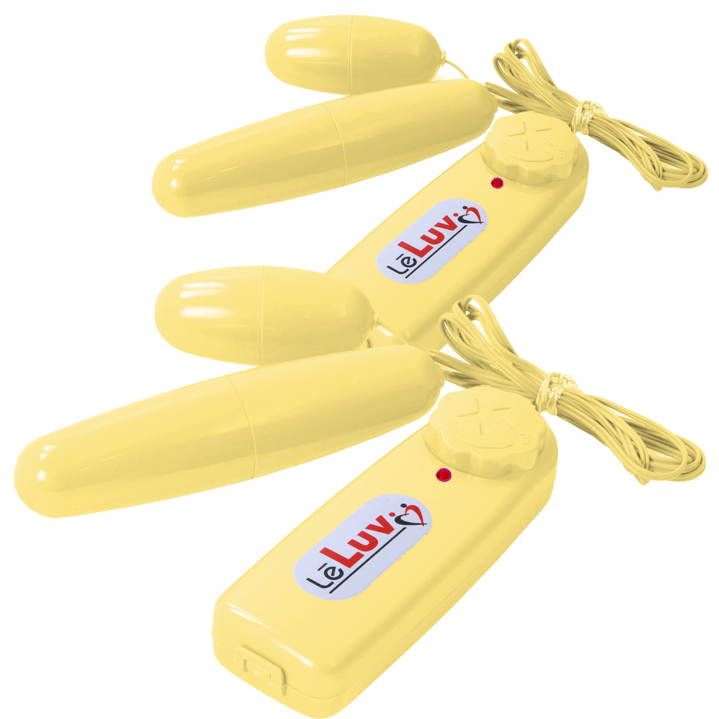 LeLuv Classic Vibrating Dual Bullets - Multispeed Dial Controller Wired Egg/Bullet Small and Large Combo in Vibrant Colors