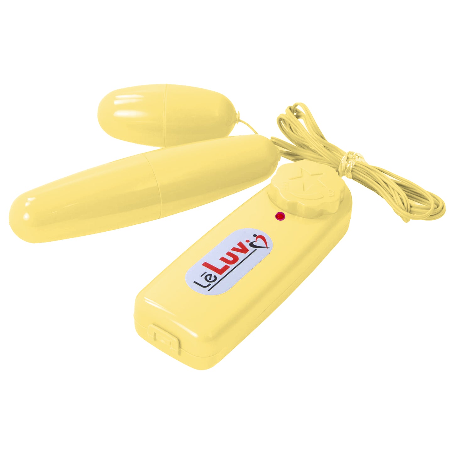 LeLuv Classic Vibrating Dual Bullets - Multispeed Dial Controller Wired Egg/Bullet Small and Large Combo in Vibrant Colors