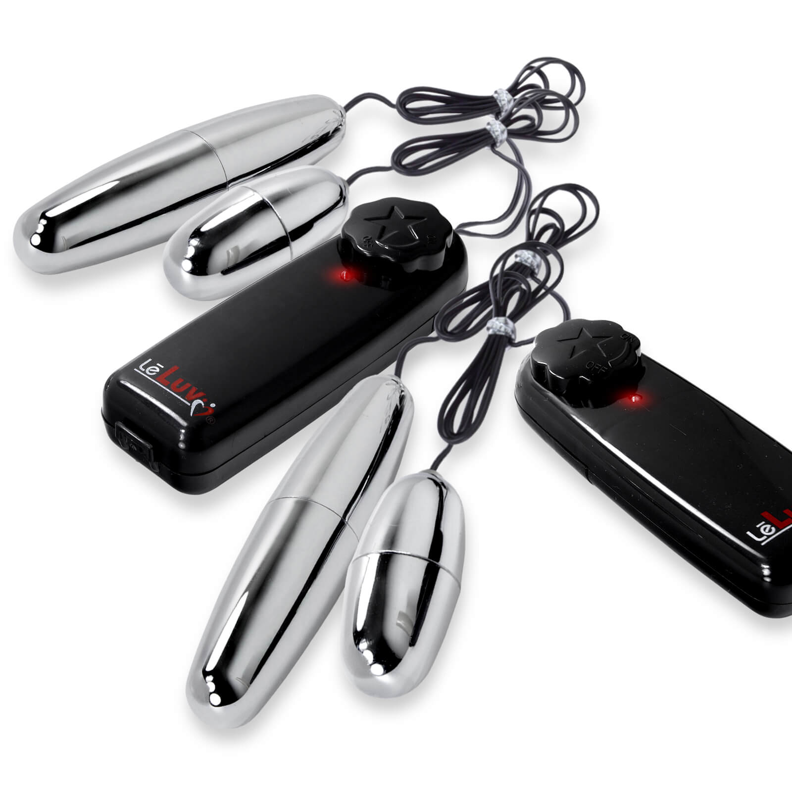 LeLuv Double Silver Bullet Vibrator Dual Vagina Anal Eggs Multi Speed Two Probe - 2 Pack
