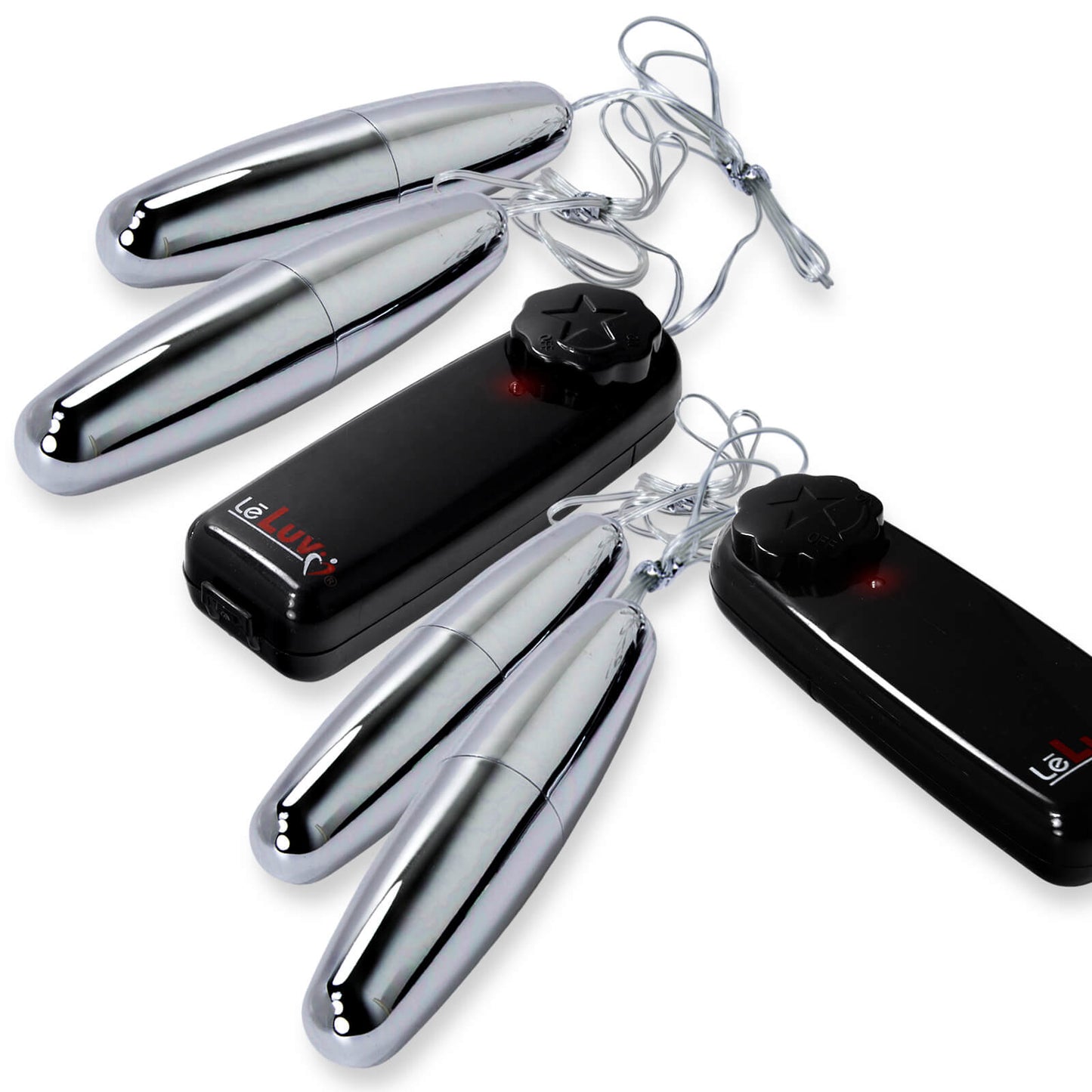 LeLuv 2-Pack - Dual Large Vibrating Silver Bullets Mini Multi Speed Vibrators