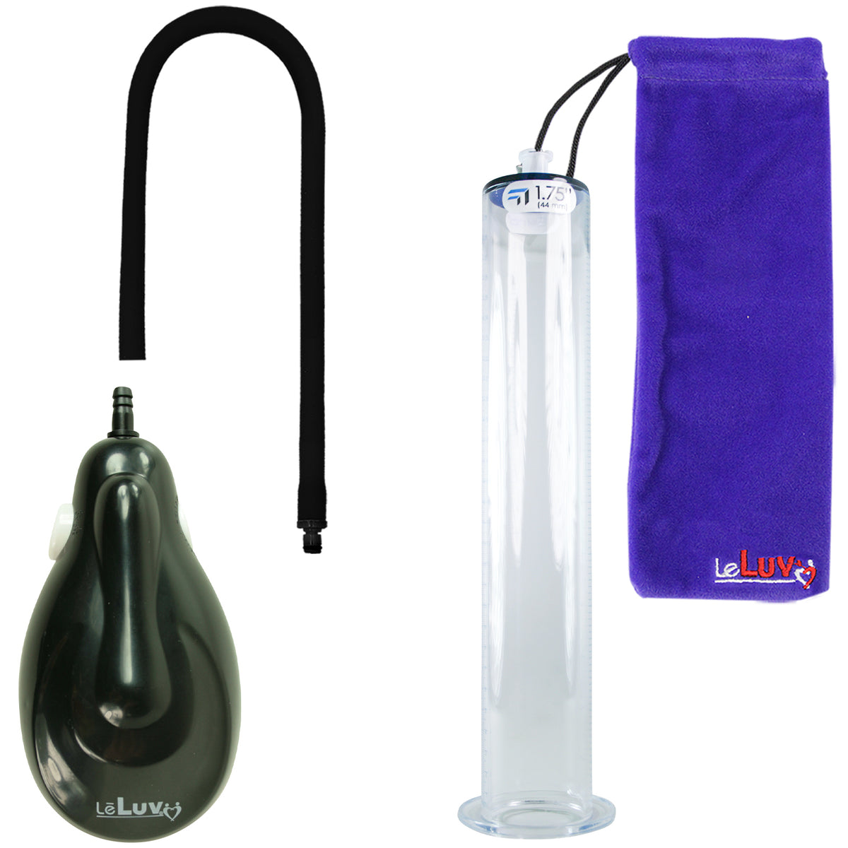 eGrip Rechargeable Penis Pump - Black Handle, Silicone Hose - 12" x 1.75" Wide Flange Cylinder