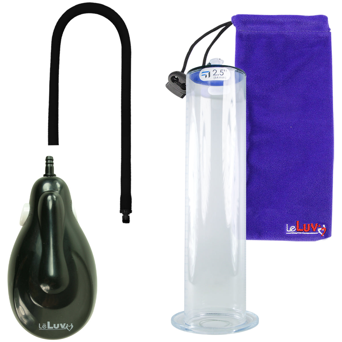 eGrip Rechargeable Penis Pump - Black Handle, Silicone Hose - 12" x 2.50" Wide Flange Cylinder