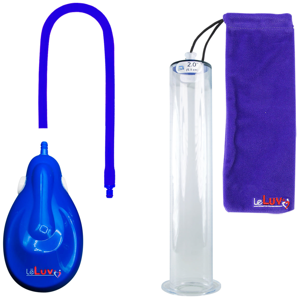 eGrip Rechargeable Penis Pump - Blue Handle, Silicone Hose - 12" x 2.00" Wide Flange Cylinder