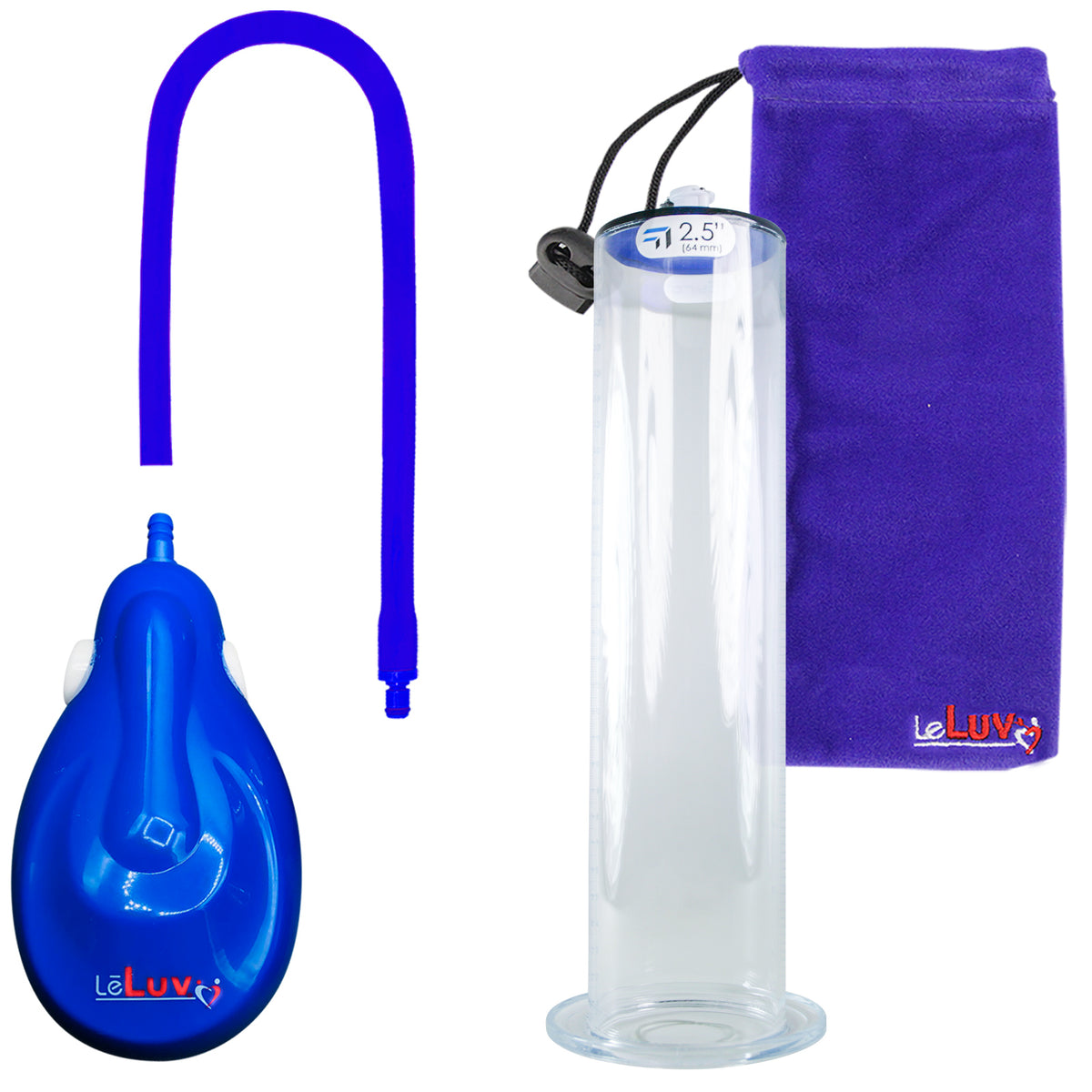 eGrip Rechargeable Penis Pump - Blue Handle, Silicone Hose - 12" x 2.50" Wide Flange Cylinder