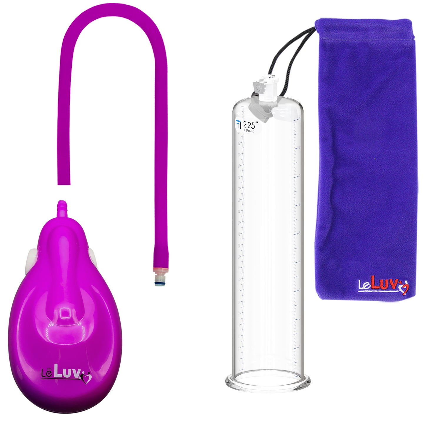 eGrip Rechargeable Penis Pump - Purple Handle, Silicone Hose - 9" x 2.25" Round Flange Cylinder 