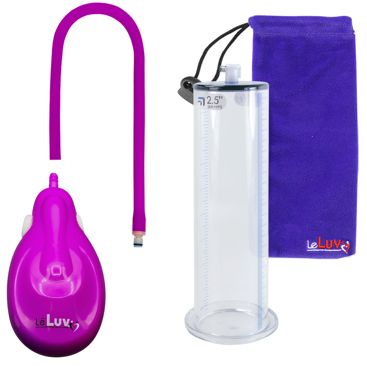 eGrip Rechargeable Penis Pump - Purple Handle, Silicone Hose - 9" x 2.50" Wide Flange Cylinder
