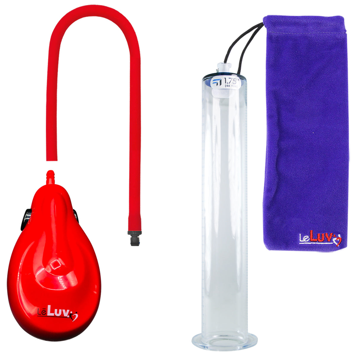 eGrip Rechargeable Penis Pump - Red Handle, Silicone Hose - 12" x 1.75" Wide Flange Cylinder