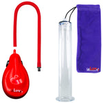 eGrip Rechargeable Penis Pump - Red Handle, Silicone Hose - 12" x 1.75" Wide Flange Cylinder