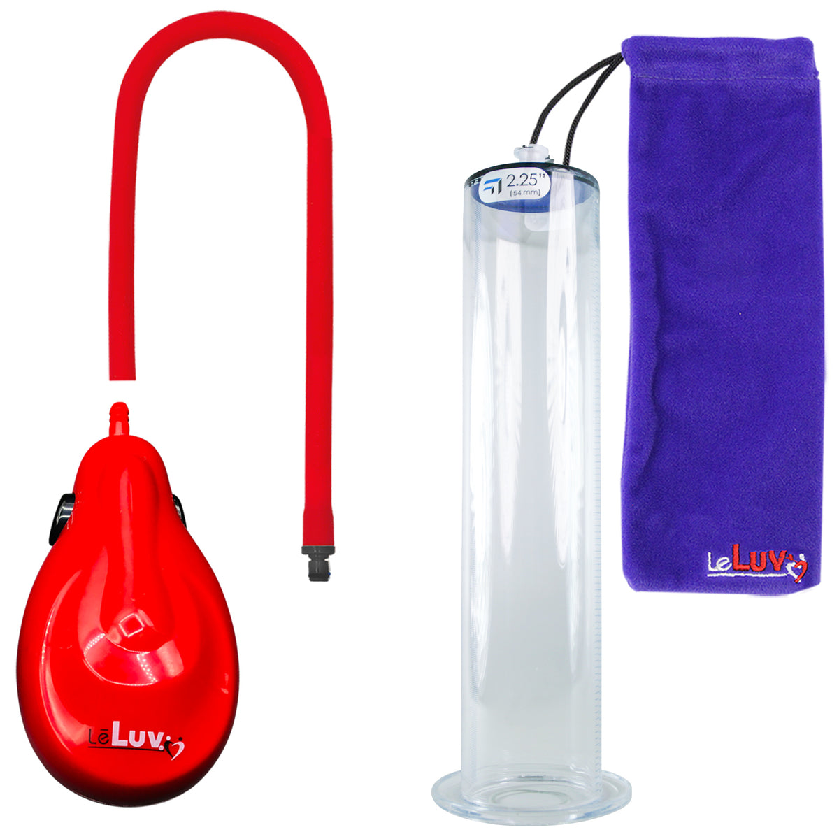 eGrip Rechargeable Penis Pump - Red Handle, Silicone Hose - 12" x 2.25" Wide Flange Cylinder