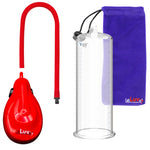 eGrip Rechargeable Penis Pump - Red Handle, Silicone Hose - 9" x 3.25" Round Flange Cylinder 
