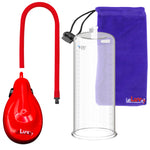 eGrip Rechargeable Penis Pump - Red Handle, Silicone Hose - 9" x 3.70" Round Flange Cylinder 