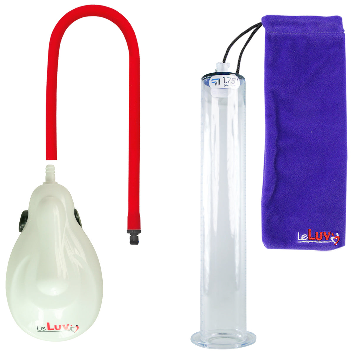 eGrip Rechargeable Penis Pump - White Handle, Black Hose - 12" x 1.75" Wide Flange Cylinder