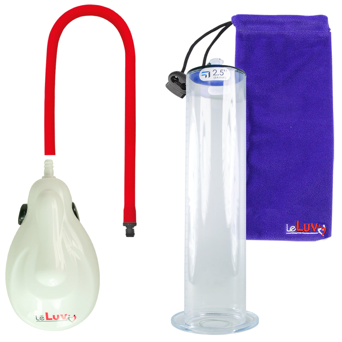 eGrip Rechargeable Penis Pump - White Handle, Black Hose - 12" x 2.50" Wide Flange Cylinder