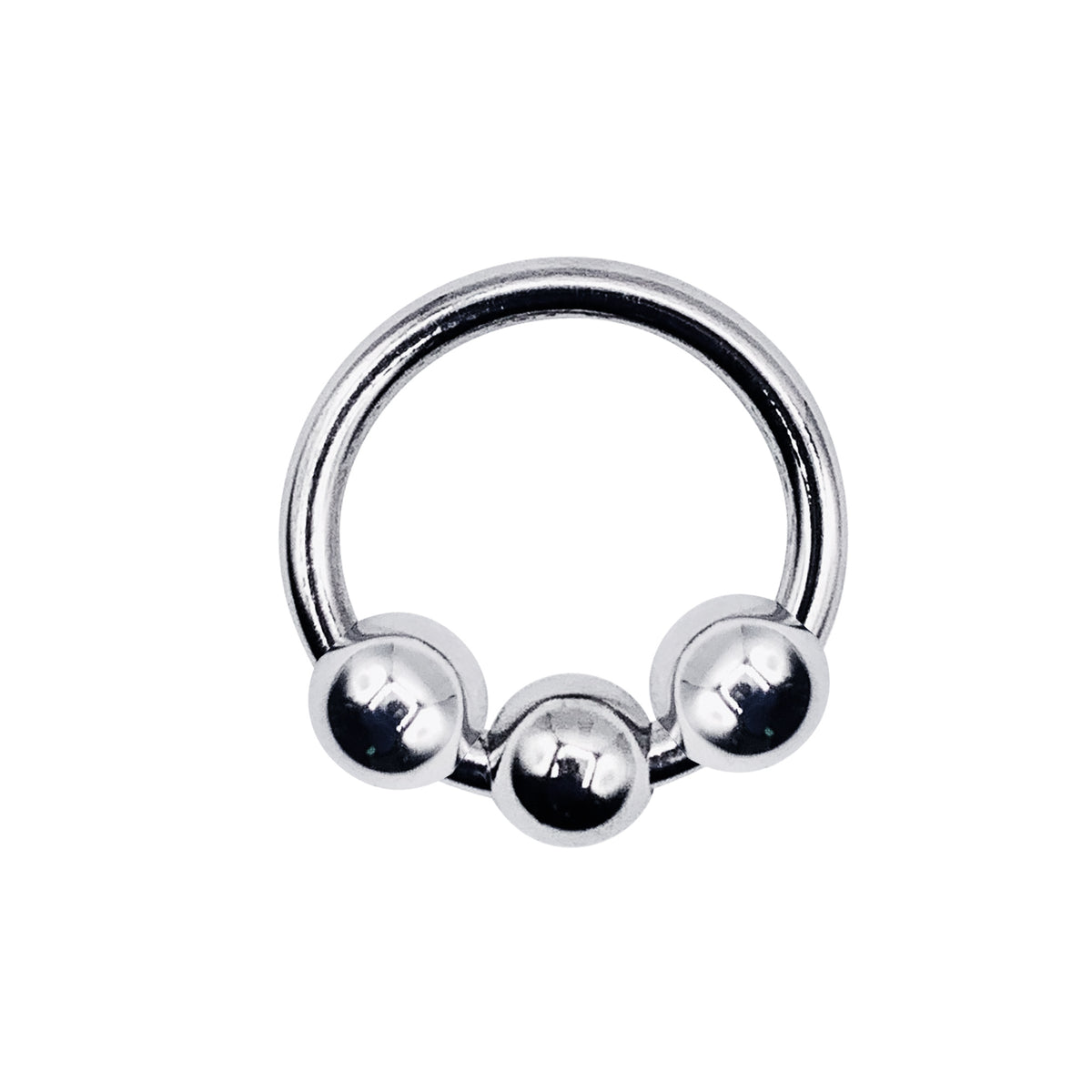 Eyro Stainless Steel Glans Cock Ring with 3 Moveable Balls  - ID 20mm