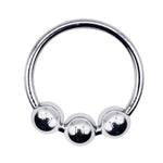 Eyro Stainless Steel Glans Cock Ring with 3 Moveable Balls  - ID 30mm