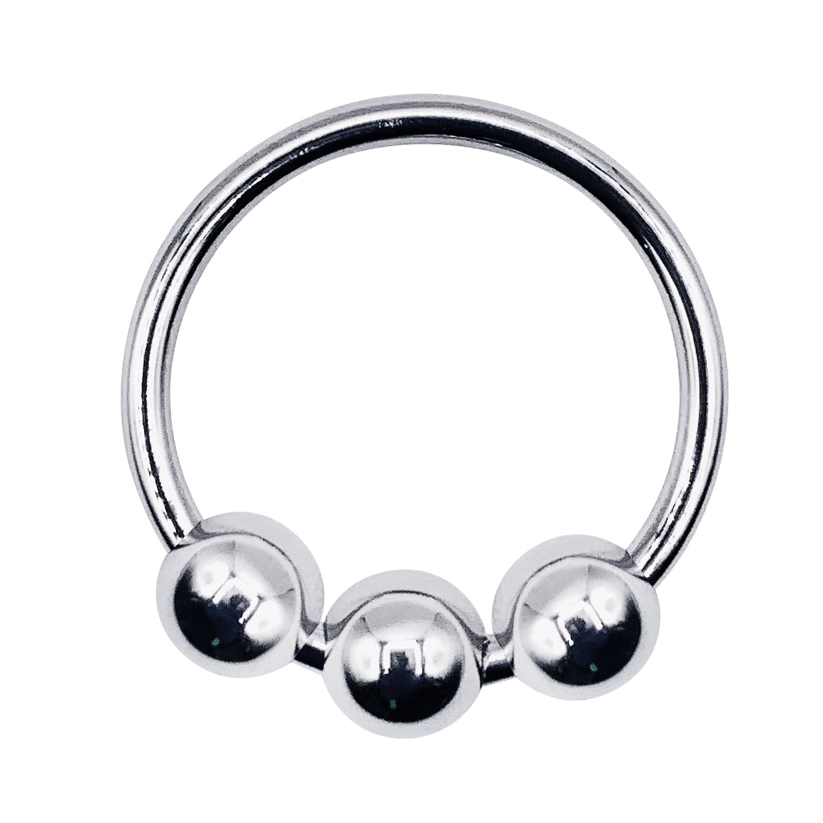 Eyro Stainless Steel Glans Cock Ring with 3 Moveable Balls  - ID 30mm