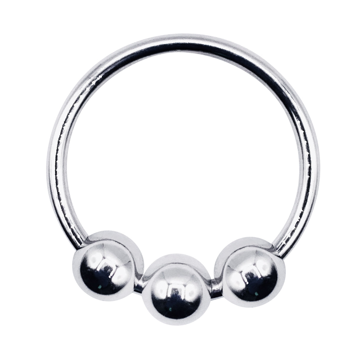 Eyro Stainless Steel Glans Cock Ring with 3 Moveable Balls  - ID 32mm