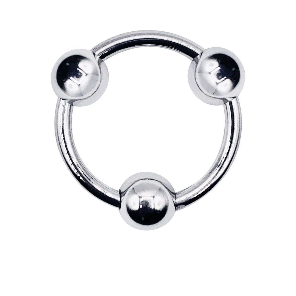 Eyro Stainless Steel Glans Cock Ring with 3 Fixed Balls  - ID 24mm