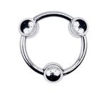 Eyro Stainless Steel Glans Cock Ring with 3 Fixed Balls  - ID 24mm