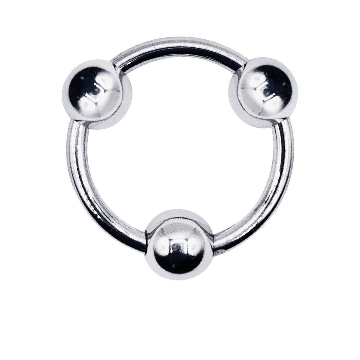 Eyro Stainless Steel Glans Cock Ring with 3 Fixed Balls  - ID 26mm
