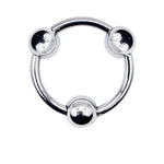 Eyro Stainless Steel Glans Cock Ring with 3 Fixed Balls  - ID 26mm