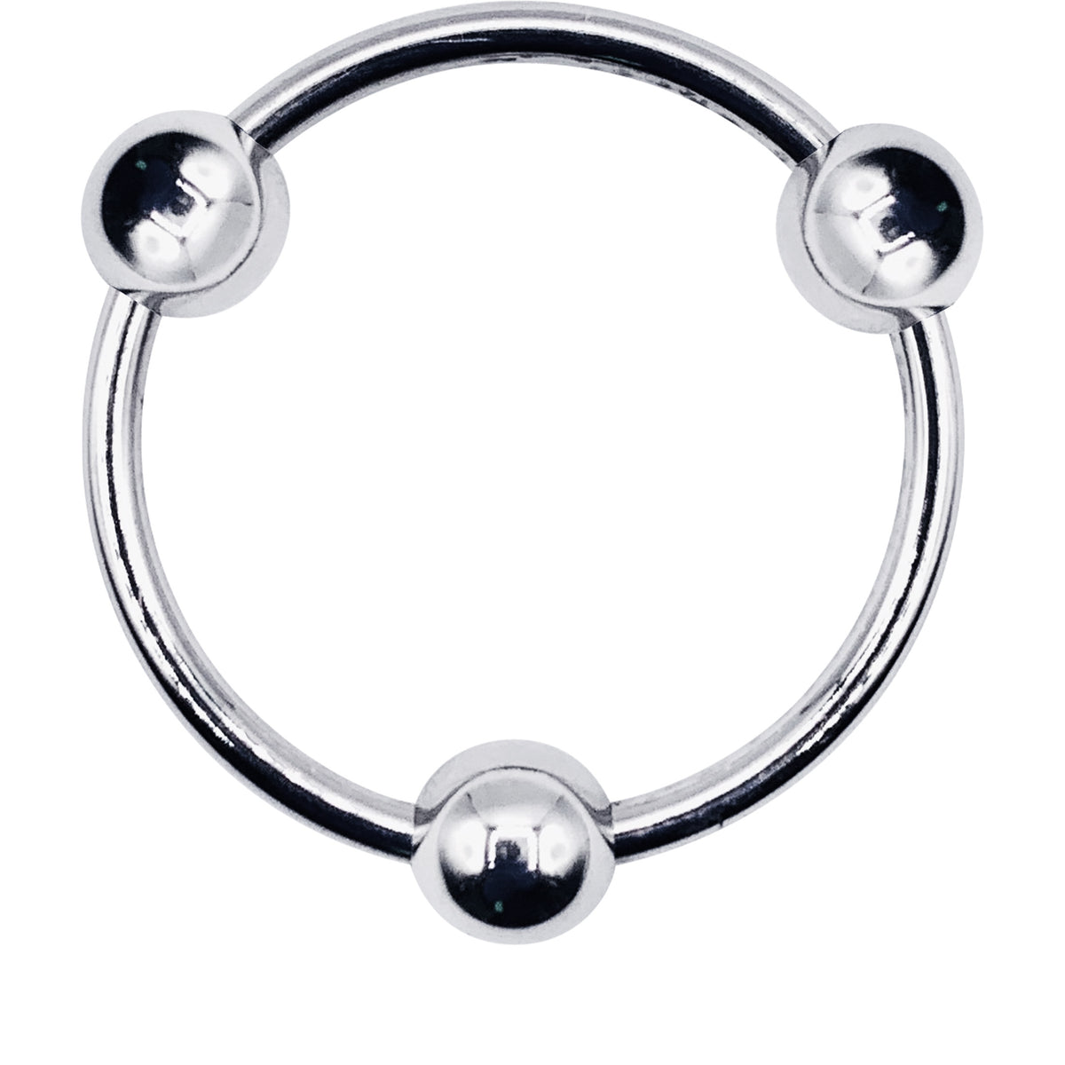 Eyro Stainless Steel Glans Cock Ring with 3 Fixed Balls  - ID 36mm