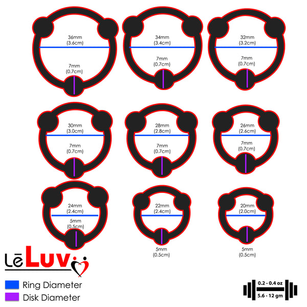 LeLuv Eyro Stainless Steel Penis Glans Rings with Fixed or Adjustable Ball - 9 Sizes for Perfect Fit