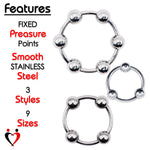 LeLuv Eyro Stainless Steel Penis Glans Rings with Fixed or Adjustable Ball - 9 Sizes for Perfect Fit