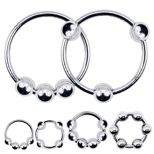 LeLuv Eyro Stainless Steel Penis Glans Rings with Fixed or Adjustable Ball - 9 Sizes for Perfect Fit