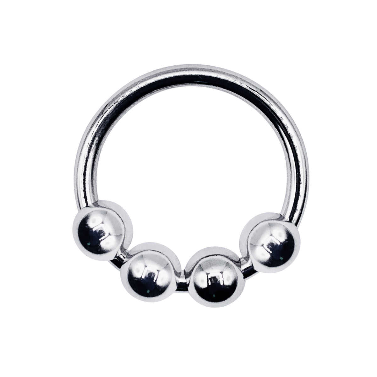 Eyro Stainless Steel Glans Cock Ring with 4 Moveable Balls  - ID 24mm
