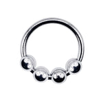 Eyro Stainless Steel Glans Cock Ring with 4 Moveable Balls  - ID 24mm