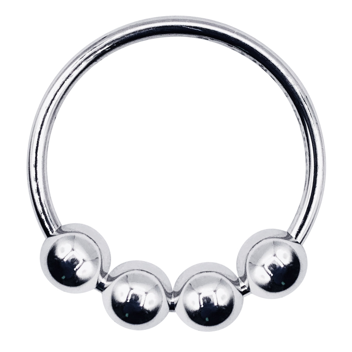 Eyro Stainless Steel Glans Cock Ring with 4 Moveable Balls  - ID 36mm