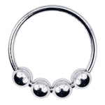 Eyro Stainless Steel Glans Cock Ring with 4 Moveable Balls  - ID 36mm