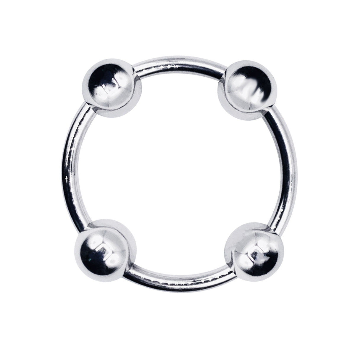Eyro Stainless Steel Glans Cock Ring with 4 Fixed Balls  - ID 32mm