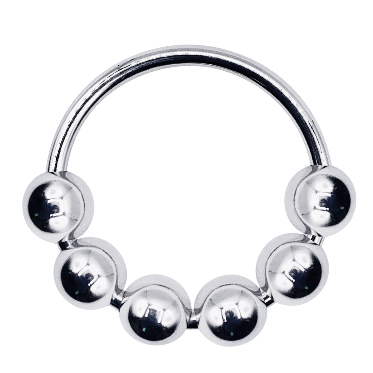 Eyro Stainless Steel Glans Cock Ring with 6 Moveable Balls  - ID 34mm
