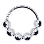Eyro Stainless Steel Glans Cock Ring with 6 Moveable Balls  - ID 34mm