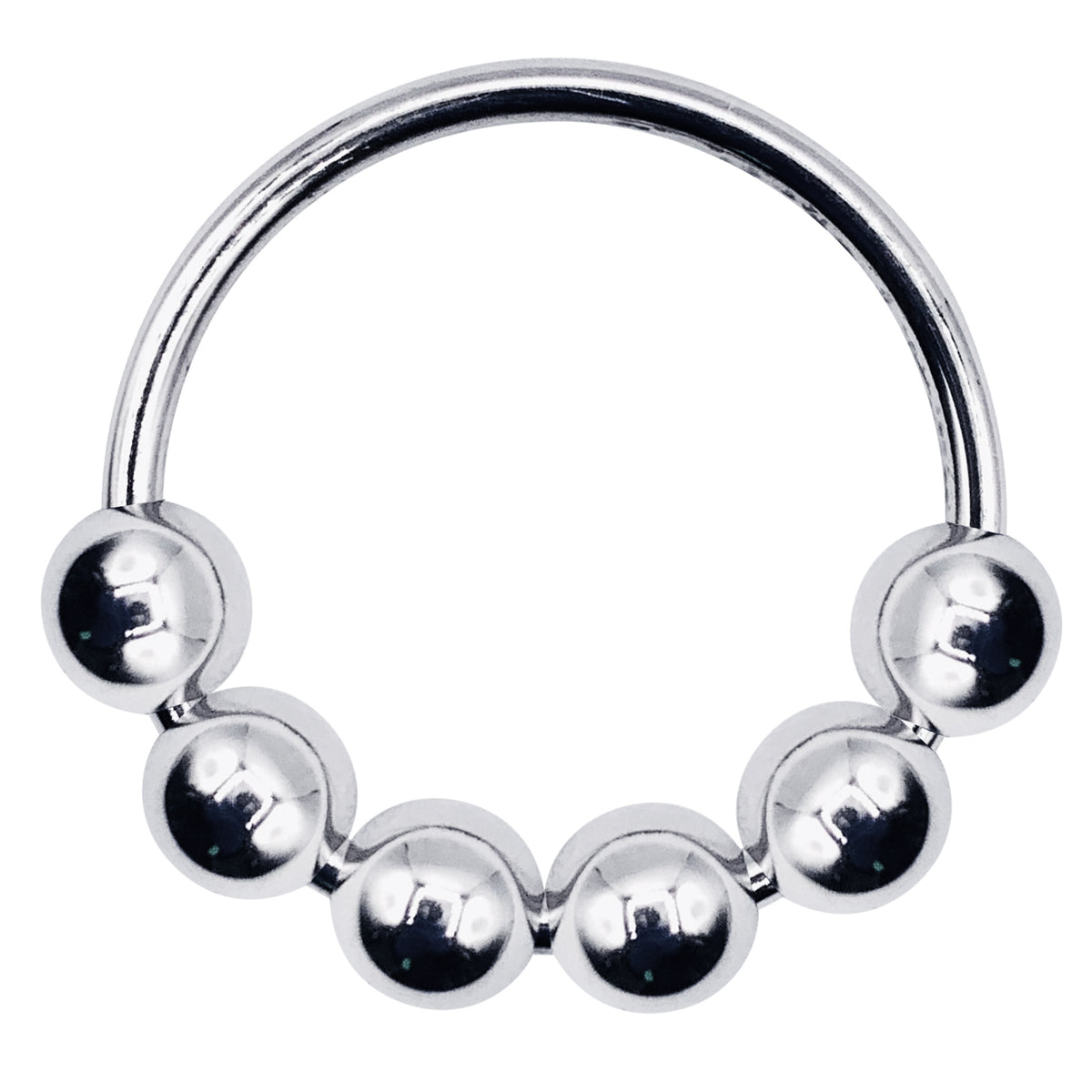 Eyro Stainless Steel Glans Cock Ring with 6 Moveable Balls  - ID 36mm